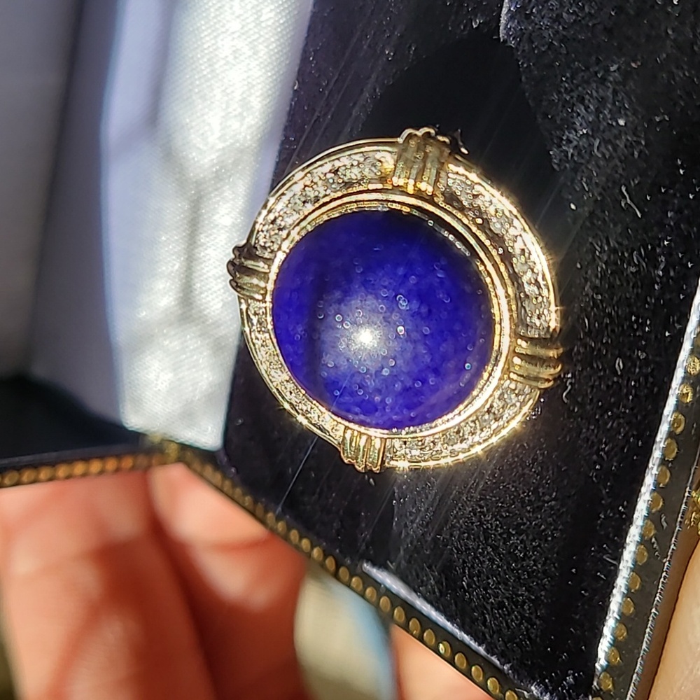 14k Vintage Blue Lapis Lazuli and Diamonds - Picture 6 of 11